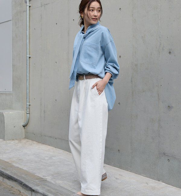  「予約【新色追加/抜け感】デニムボウタイシャツ」|シャツ・ブラウス|