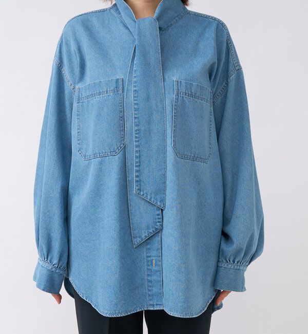  「予約【新色追加/抜け感】デニムボウタイシャツ」|シャツ・ブラウス|