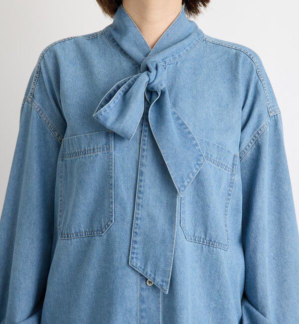  「予約【新色追加/抜け感】デニムボウタイシャツ」|シャツ・ブラウス|