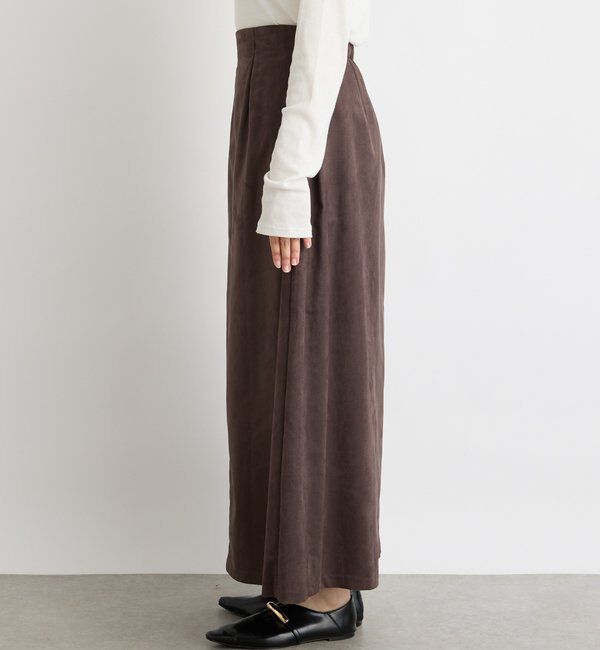  「【モダンな印象】ブラッシュドクロスサイドタックスカート」|スカート|