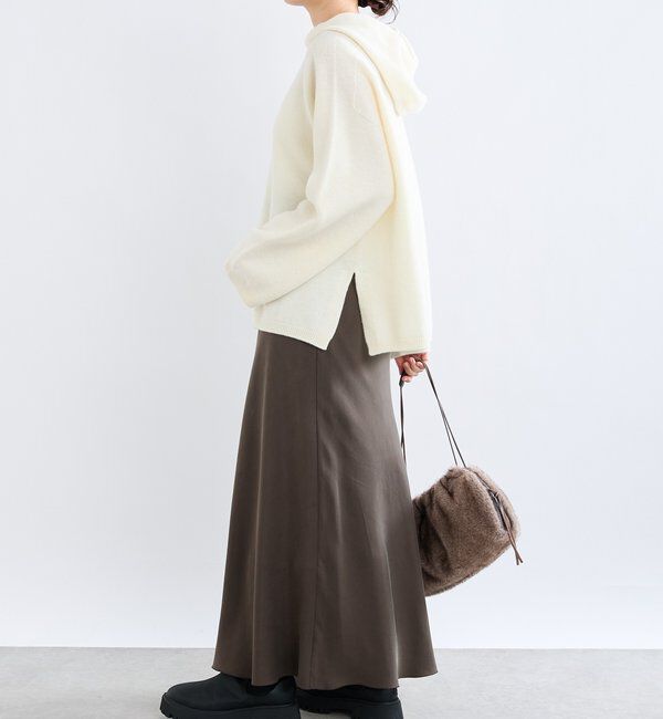  「【フードがアクセントに】ウール100ホールガーメントフーディ」|ニット・セーター|