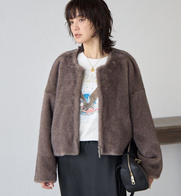  「【シーズンムード高まる】ミンクライクショートコート」|その他|