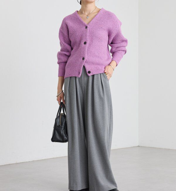  「【キャッチーな素材感】ブークレーヤーンカーディガン」|カーディガン|
