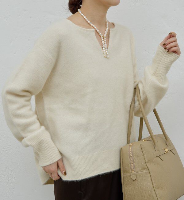 「【デコルテ美人ニット】ファーウールキーネックニット」|ニット・セーター|