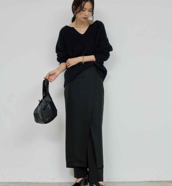  「【デコルテ美人ニット】ファーウールキーネックニット」|ニット・セーター|