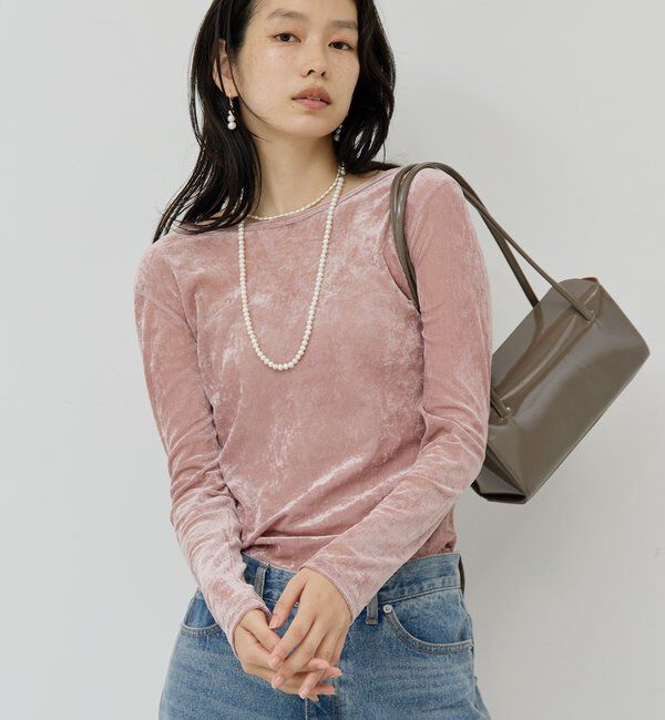  「【2WAY】メッシュフロッキーロンＴ」|Tシャツ・カットソー|ピンク