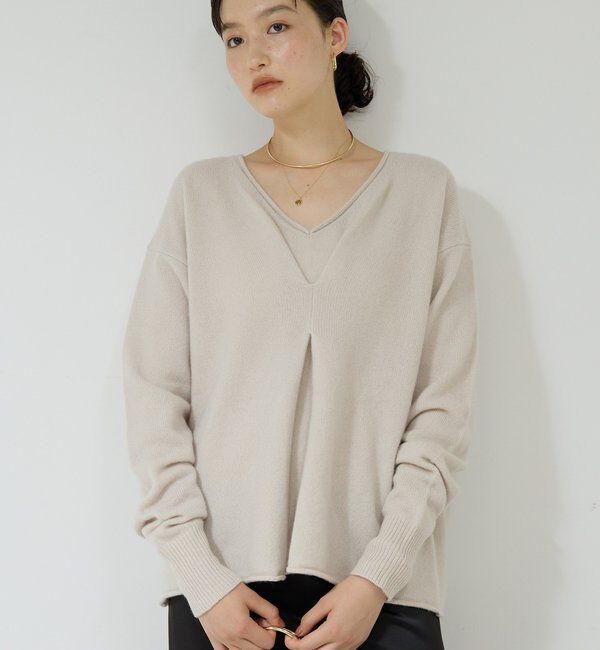  「ウールカシミヤタックVプルオーバー」|ニット・セーター|