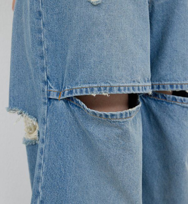  「【PEAS】スラッシュデニムパンツ」|デニム|