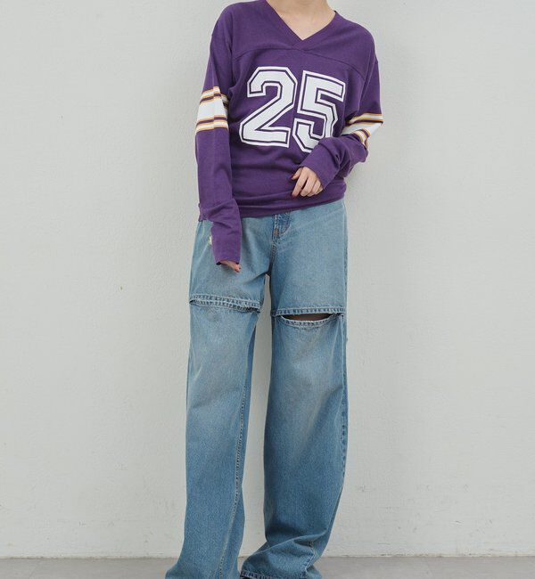  「【PEAS】スラッシュデニムパンツ」|デニム|