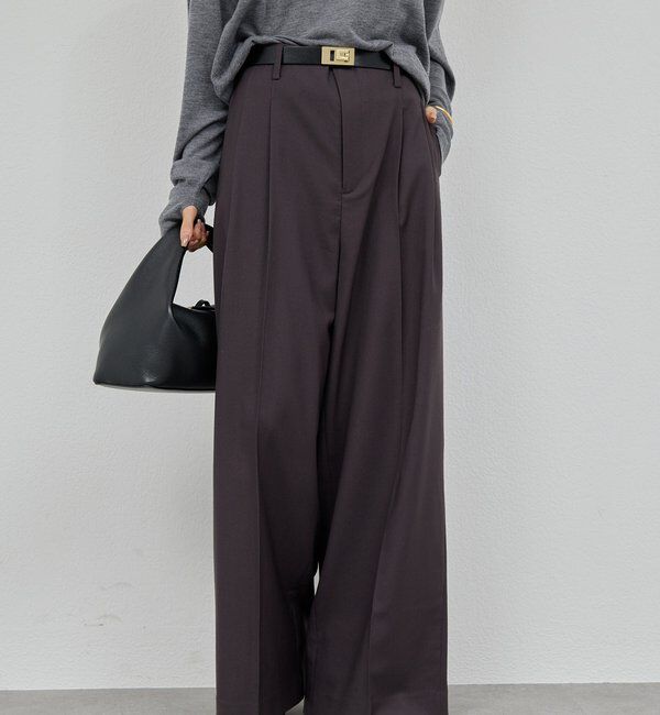  「ベルトレスタックワイドパンツ」|チノ|