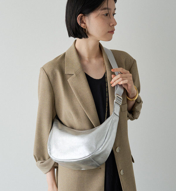  「ソフトレザーラウンドショルダーバッグ［silver］」|ショルダー・メッセンジャー|