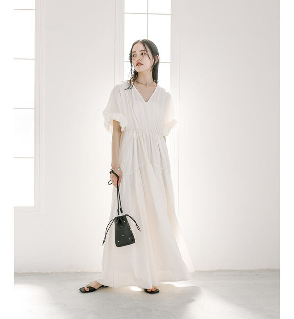  「【3サイズ展開】ドロストギャザーワンピース」|ワンピース|