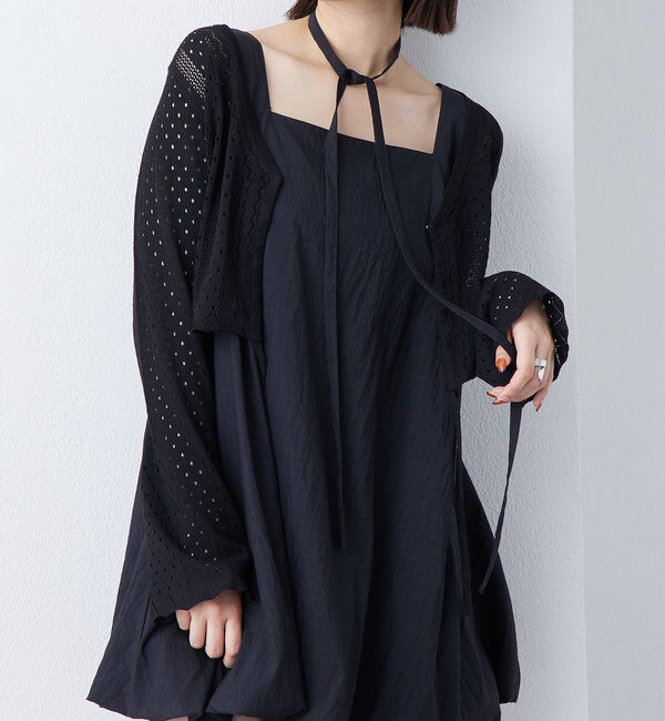  「透かしショートボレロ」|カーディガン|ブラック