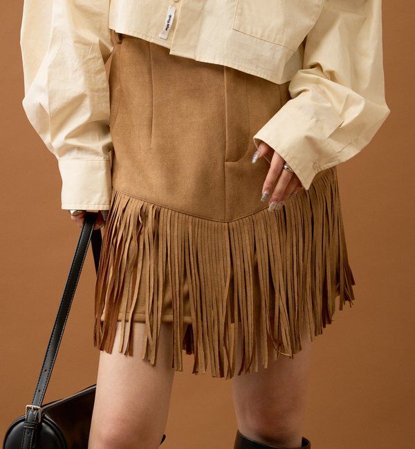  「フェイクスウェードフリンジスカート」|スカート|