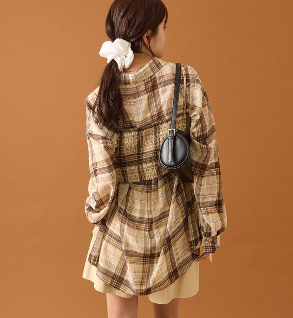  「【着こなし豊富◎】チェックビスチェSETビッグシャツ」|シャツ・ブラウス|