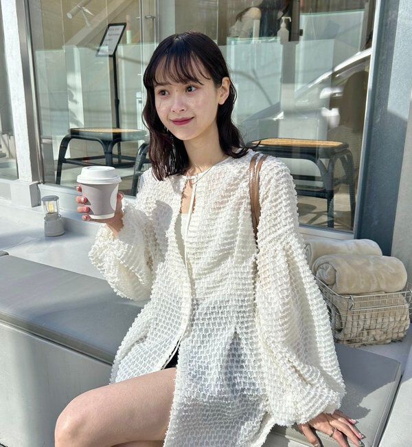  「【@akane__11.1】フリンジシェイプチュニック」|シャツ・ブラウス|オフホワイト