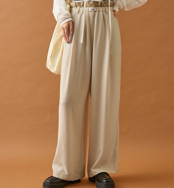 「【オールシーズン対応/WEB限定アイボリー】フリルイージーパンツ」|チノ|