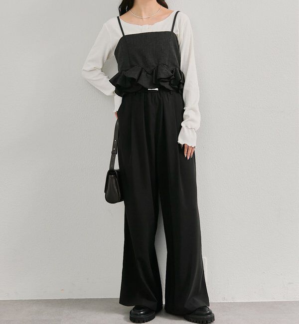  「【オールシーズン対応/WEB限定アイボリー】フリルイージーパンツ」|チノ|