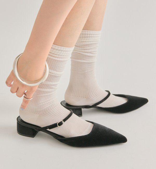  「ポインテッドトゥ ベロアパンプス」|パンプス|