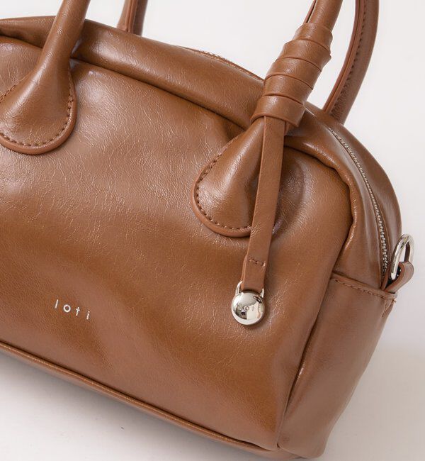  「loti サークルプレート付きスクエアボストンBAG」|ボストンバッグ|