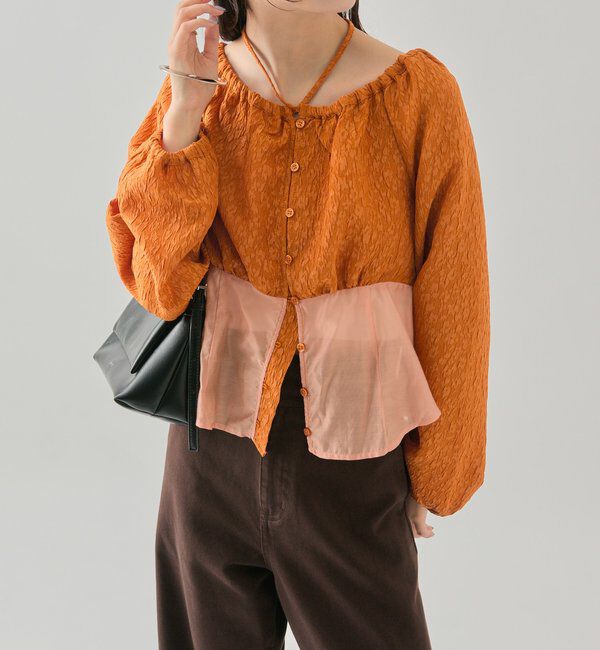  「シアーコルセットブラウス」|シャツ・ブラウス|ブラウン