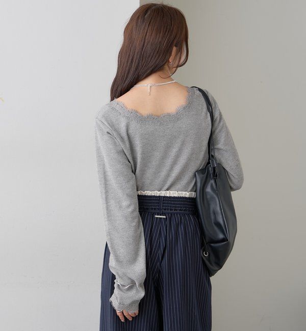  「スクエアネックレースロンT」|Tシャツ・カットソー|