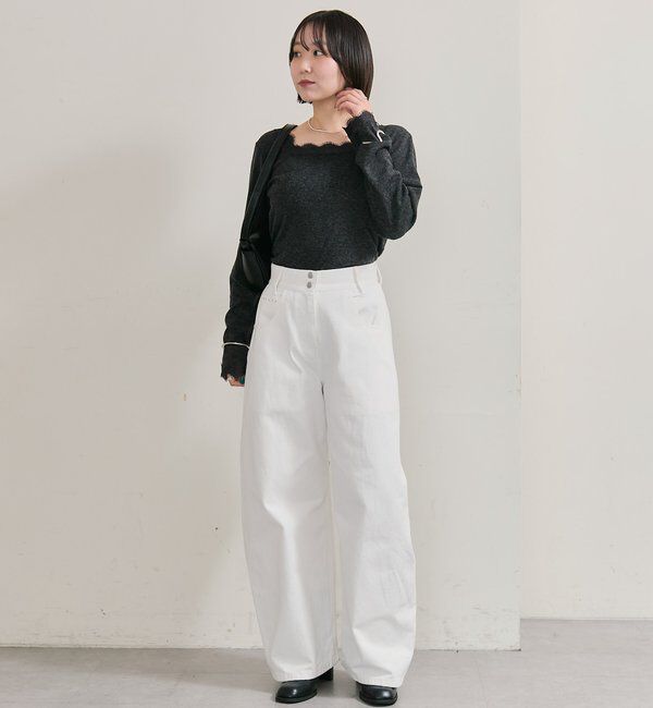  「スクエアネックレースロンT」|Tシャツ・カットソー|