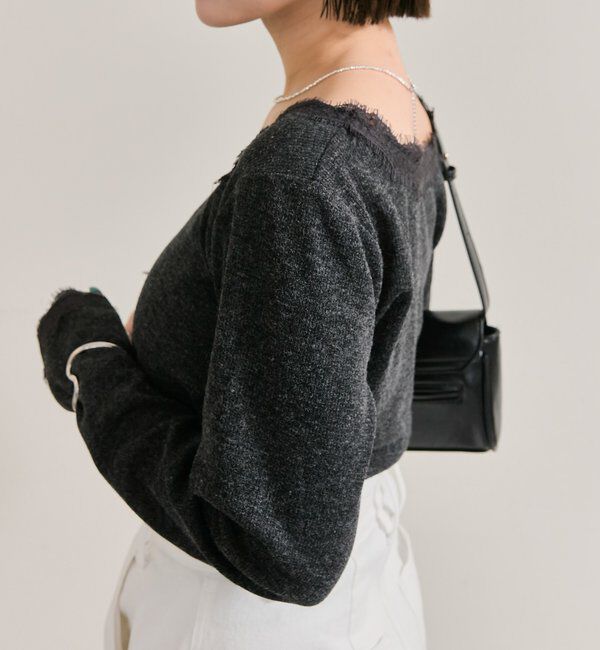  「スクエアネックレースロンT」|Tシャツ・カットソー|