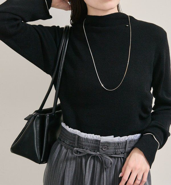  「プレート付きハイネックニット」|ニット・セーター|ブラック