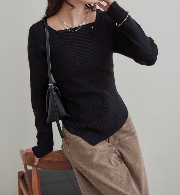  「スクエアネックリブニット」|ニット・セーター|