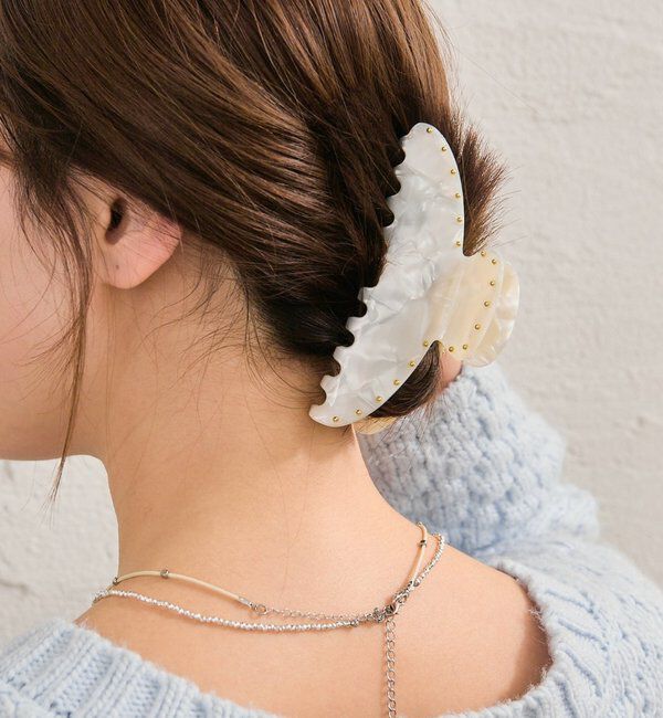  「マーブルラウンドヘアクリップ」|その他|アイボリー