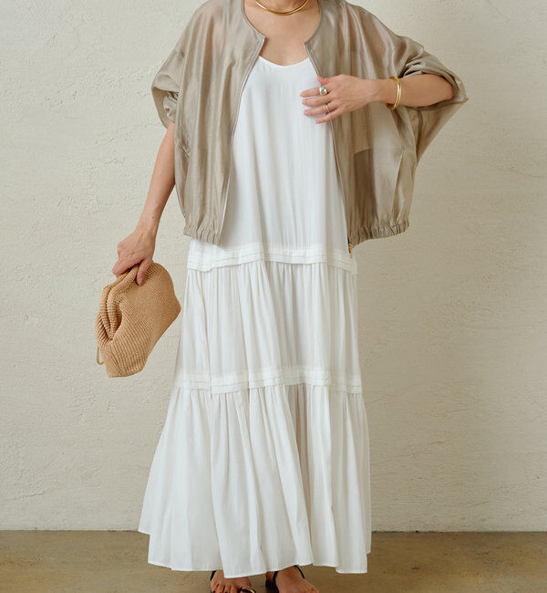  「【3サイズ展開】サテンティアードキャミワンピース」|ワンピース|