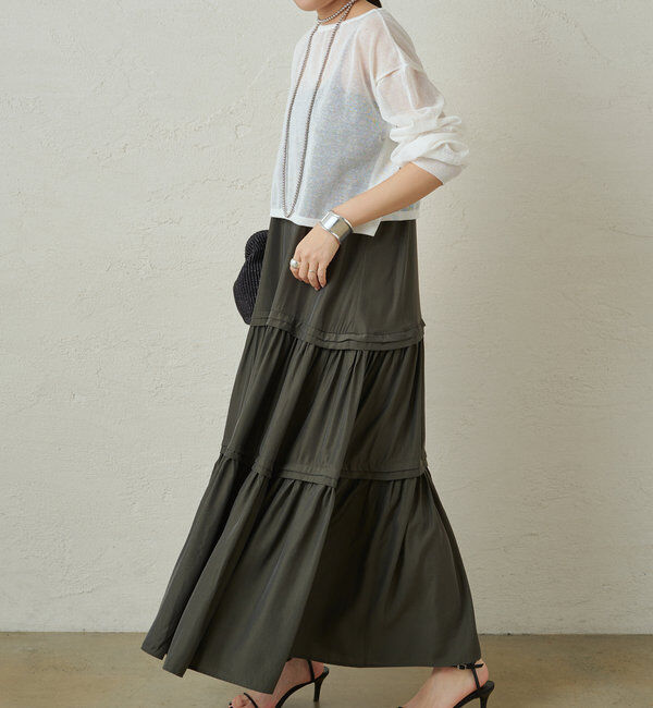  「【3サイズ展開】サテンティアードキャミワンピース」|ワンピース|