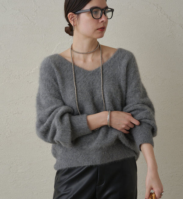  「FURカシミヤVニット」|ニット・セーター|グレー