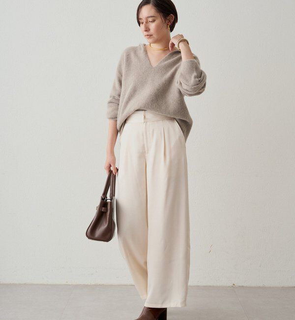  「ワイドベルトサテンパンツ 2nd」|チノ|