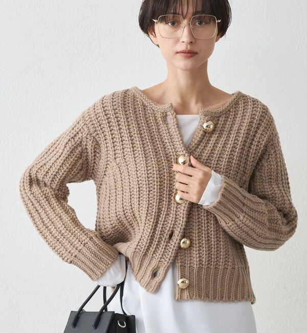  「ゴールドボタンニットカーデ」|ニット・セーター|