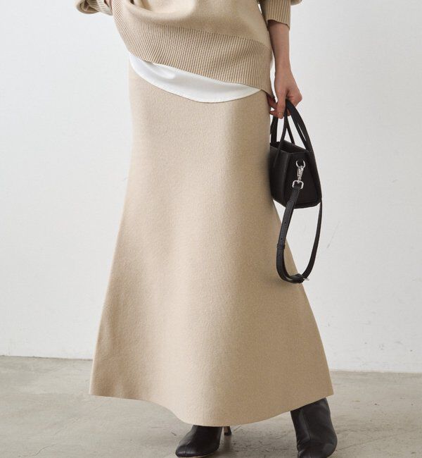  「【@_shirabe.s_コラボ】スウェットライクマーメイドニットスカート」|スカート|ライトベージュ
