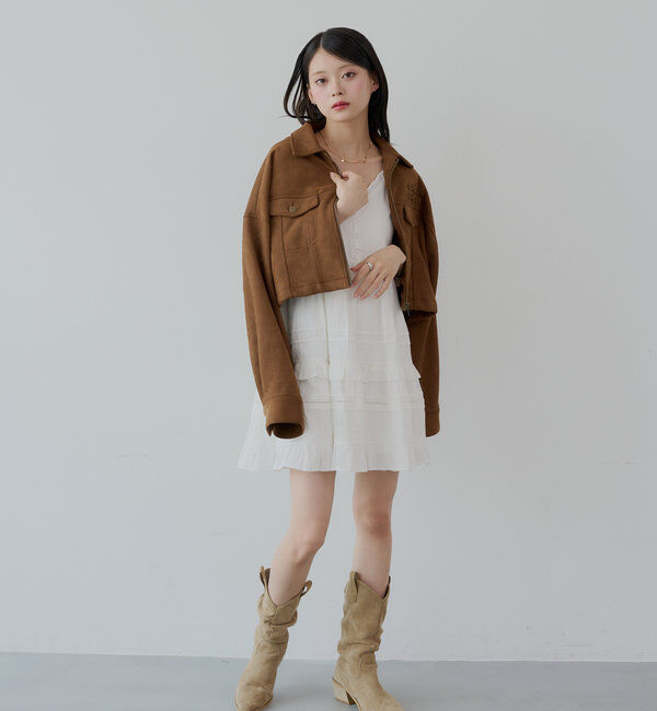  「【WEB限定/REVIVAL】胸ロゴショート丈スエードジップブルゾン」|ブルゾン・スタジャン|