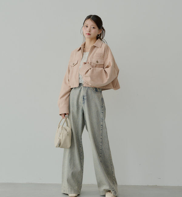  「【WEB限定/REVIVAL】胸ロゴショート丈スエードジップブルゾン」|ブルゾン・スタジャン|