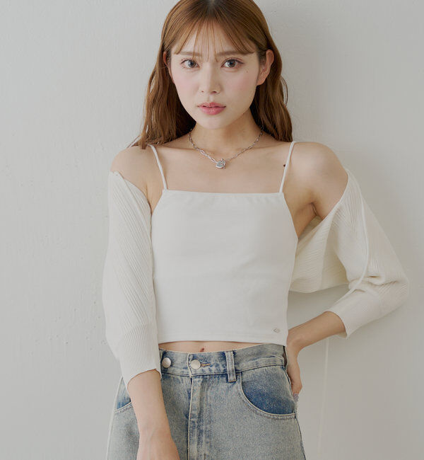  「【6色展開】バックオープンリブキャミ」|キャミソール|ホワイト