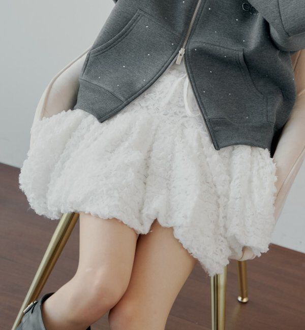  「裾バルーンレースミニスカート」|スカート|ホワイト