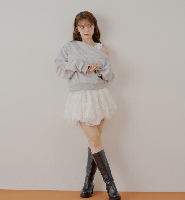  「裾バルーンレースミニスカート」|スカート|