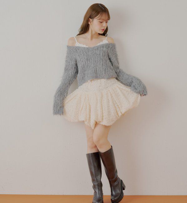  「裾バルーンレースミニスカート」|スカート|