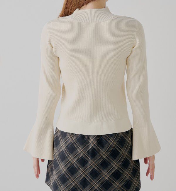  「【SALON by Chico】袖フレアランダムリブボタンニット」|ニット・セーター|