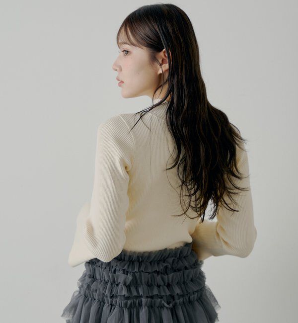  「【SALON by Chico】袖フレアランダムリブボタンニット」|ニット・セーター|