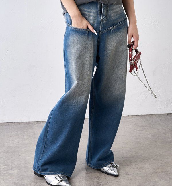  「SLASH POCKET BLAST WIDE DENIM」|デニム|ミッドナイトブルー