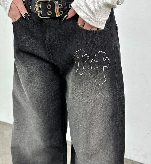  「【SLOPPY/スロッピー】ラインストーンローライズデニム」|デニム|