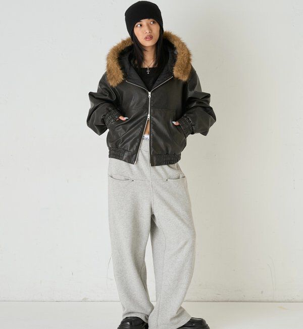  「【低身長・高身長対応】SLASH POCKET SWEAT EASY PANTS」|チノ|
