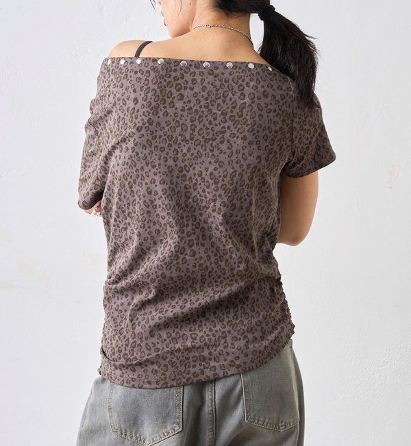  「アソート (カモ柄/ヒョウ柄)/ドット柄)スタッズドロストワンショルTEE」|Tシャツ・カットソー|