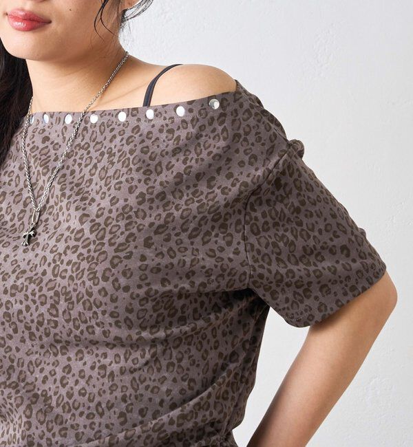  「アソート (カモ柄/ヒョウ柄)/ドット柄)スタッズドロストワンショルTEE」|Tシャツ・カットソー|